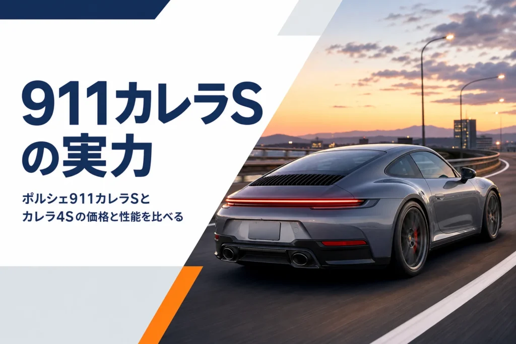夕方の道路を走る911カレラSの後ろ姿