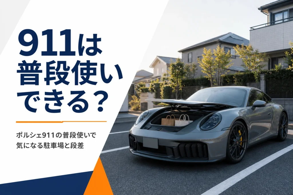 住宅街の駐車場にとめたポルシェ911