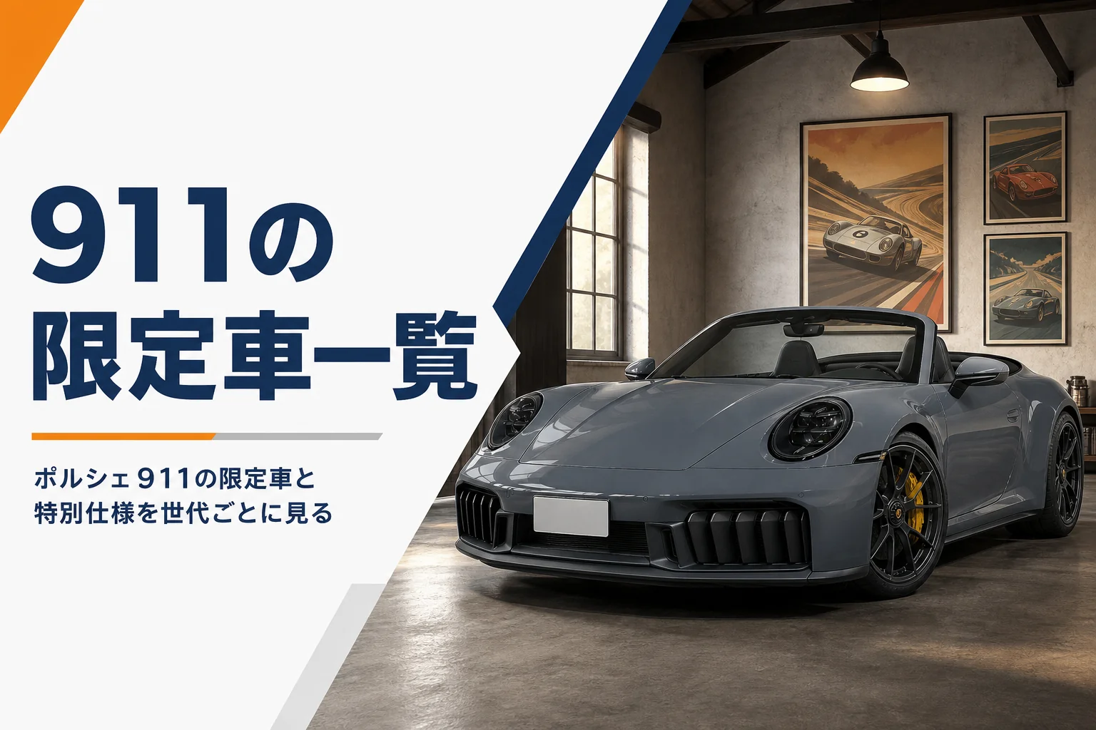 クラシックなガレージに置かれた911カブリオレ