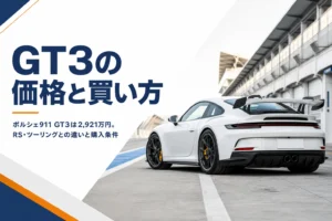サーキットのピットに停まるポルシェ911 GT3