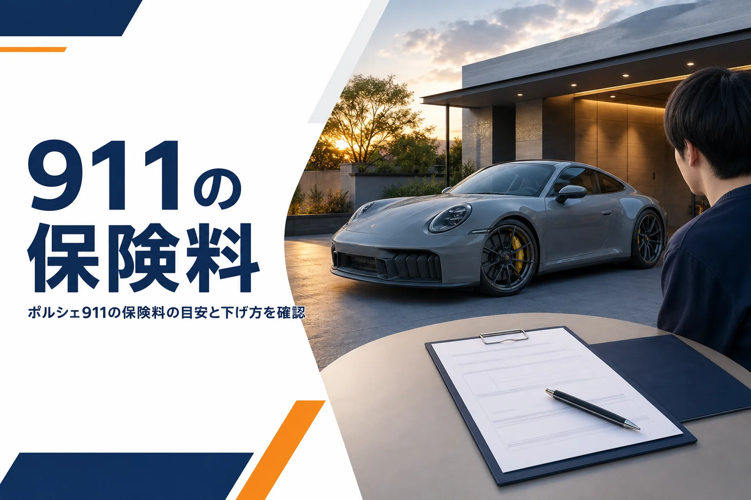 ガレージの911と保険の書類