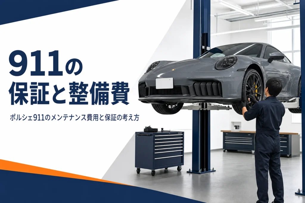 整備工場のリフトに上げられた911