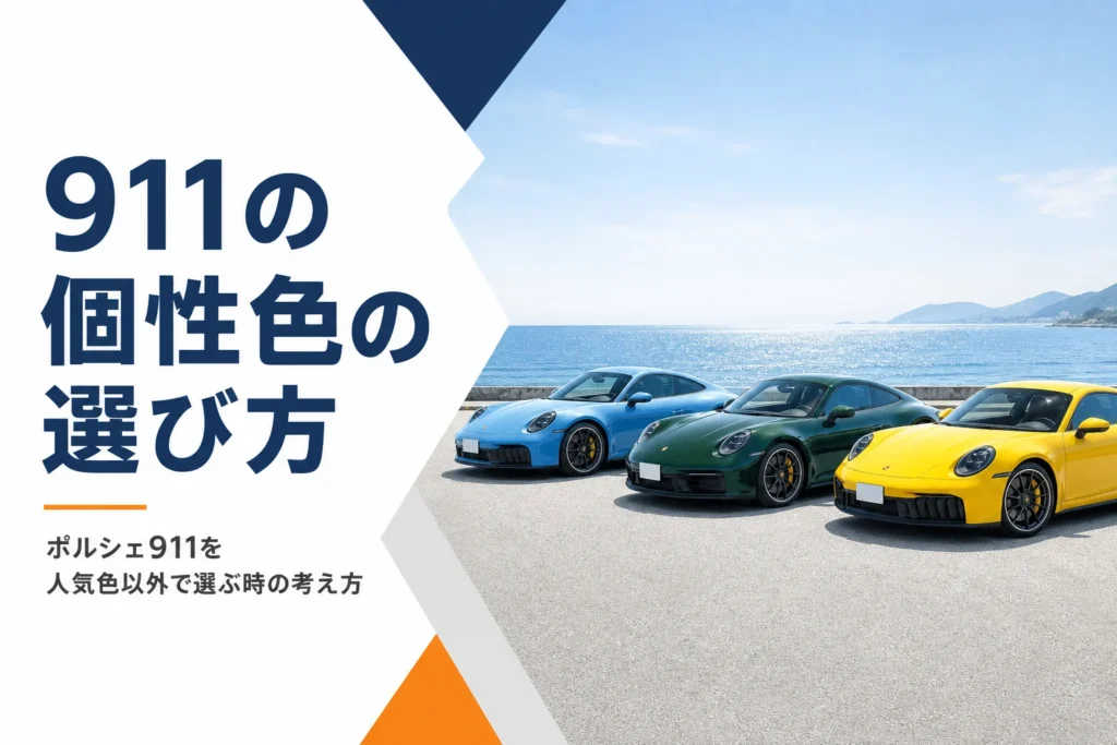 青・緑・黄色の911が並んだ様子