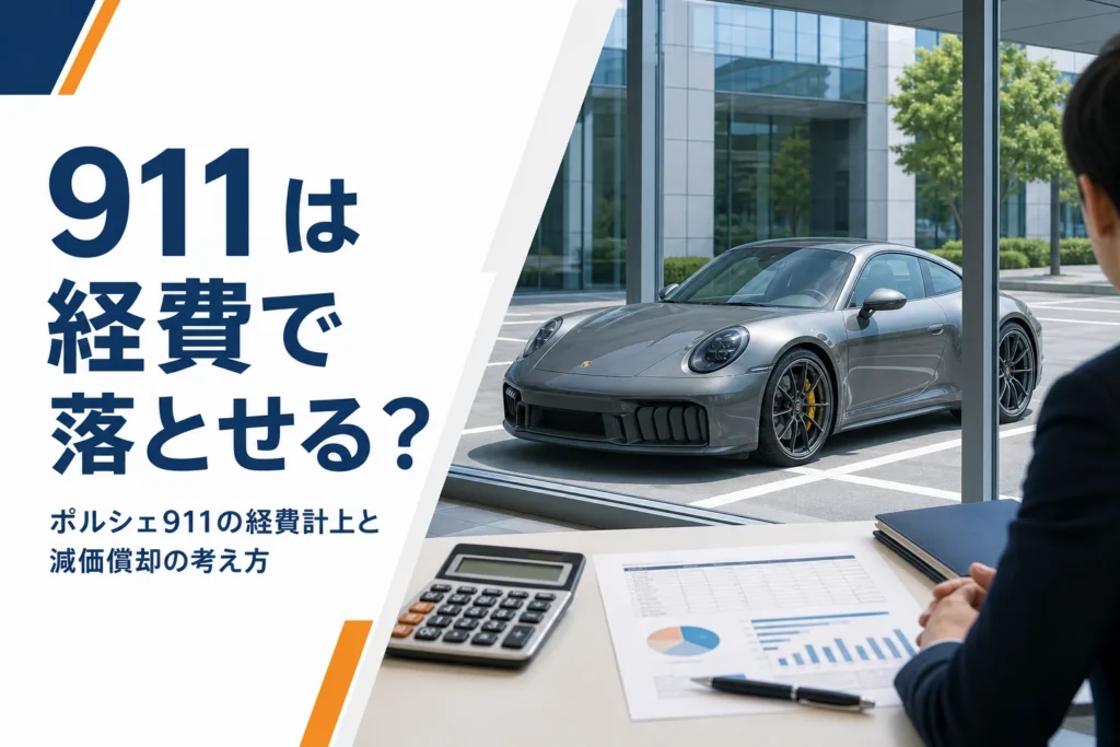 オフィスの窓越しに見える911と電卓