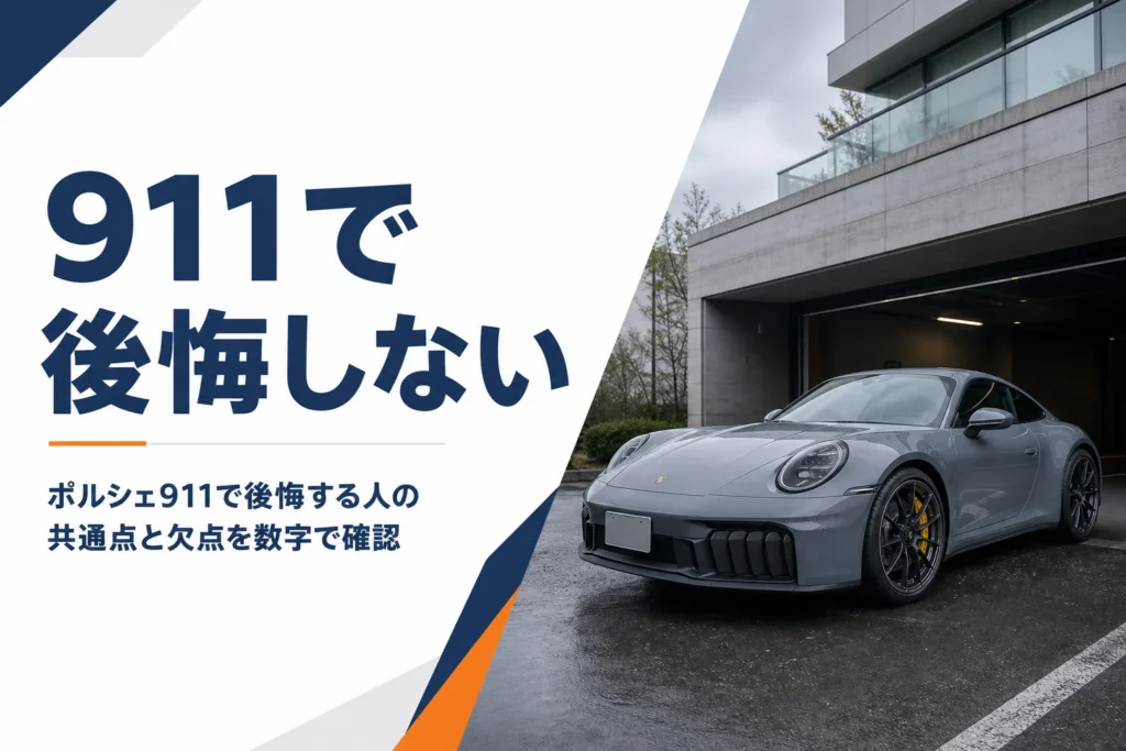 駐車場の入口に停まるポルシェ911