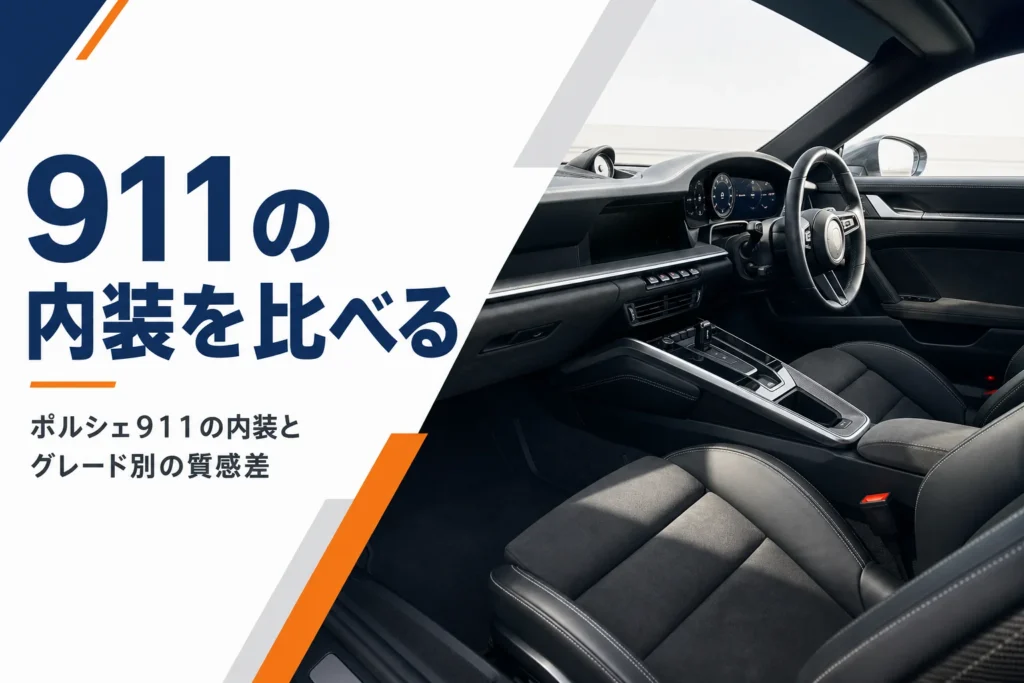 ポルシェ911の運転席とメーター、ステアリングまわりの内装