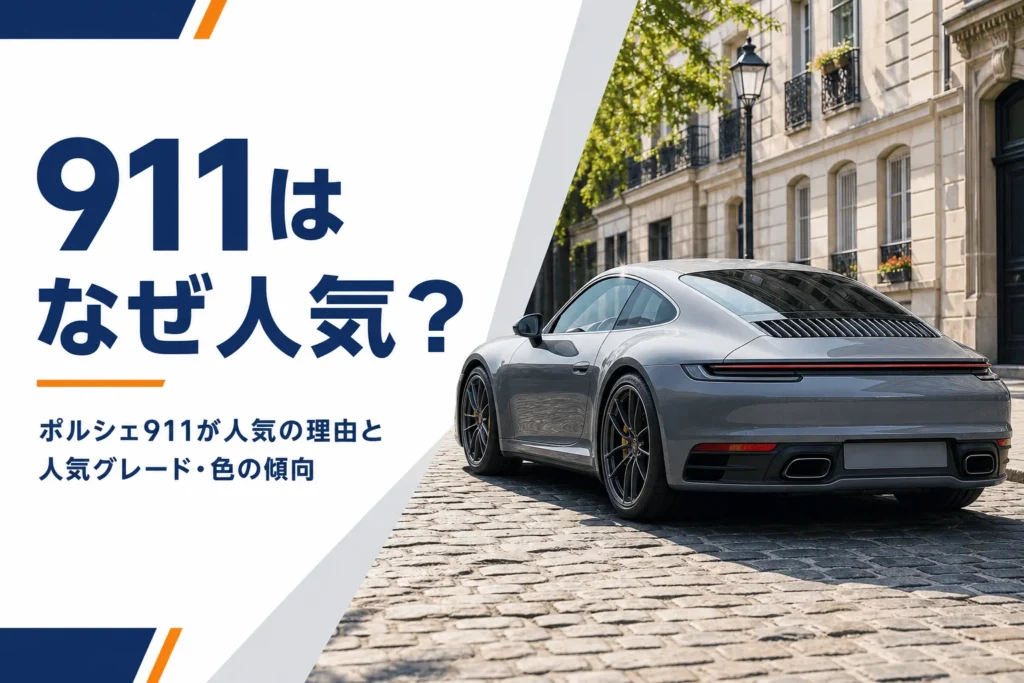 石畳の街角に停まるポルシェ911の後ろ姿