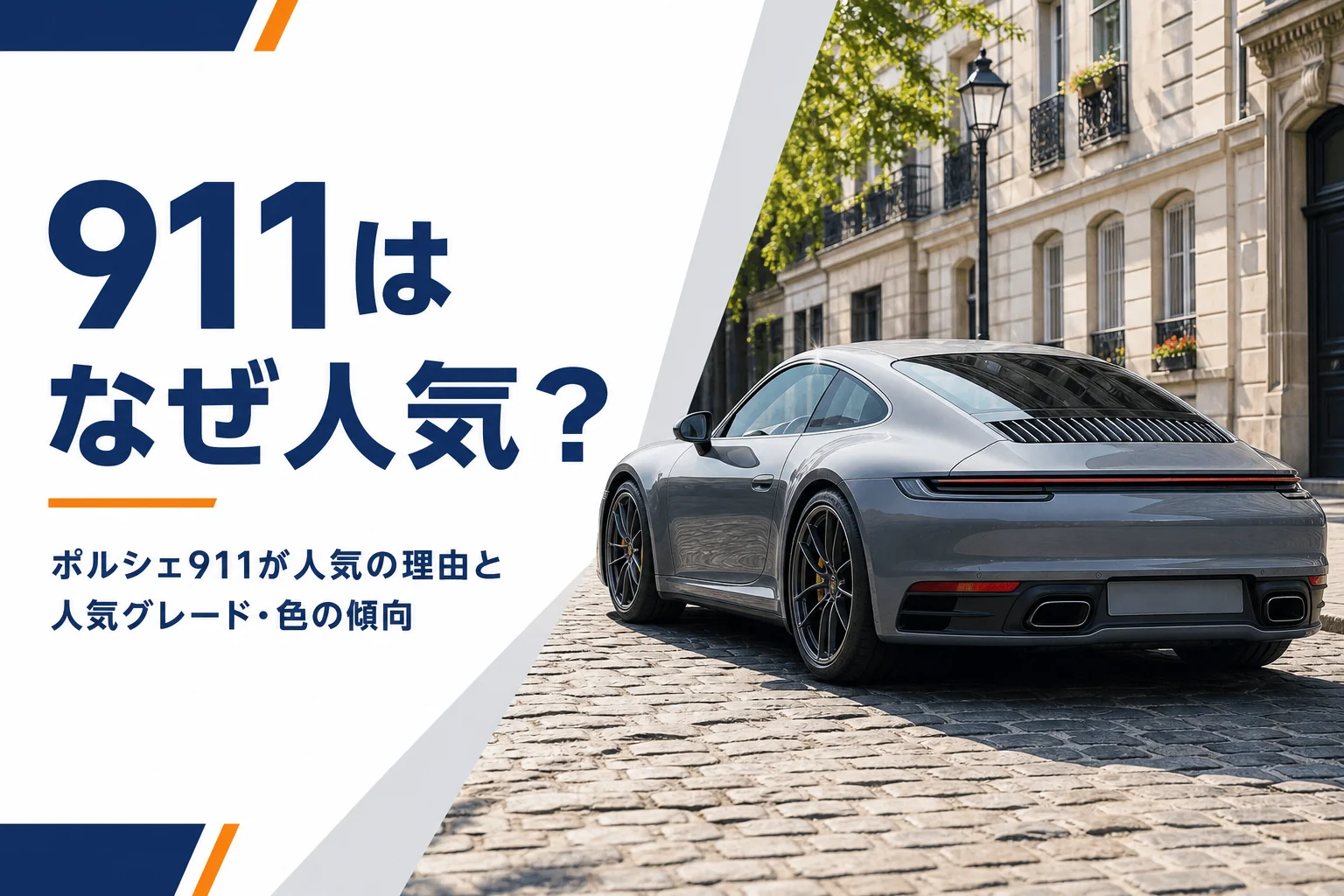 石畳の街角に停まるポルシェ911の後ろ姿