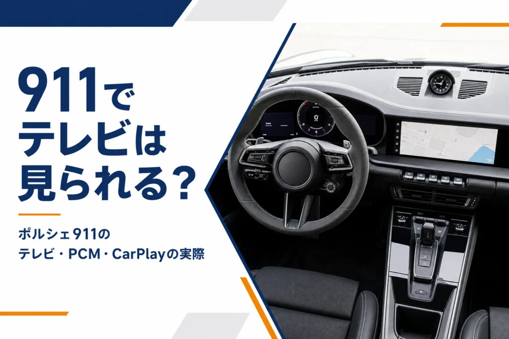 ポルシェ911のメーターとセンター画面が並ぶ運転席まわり