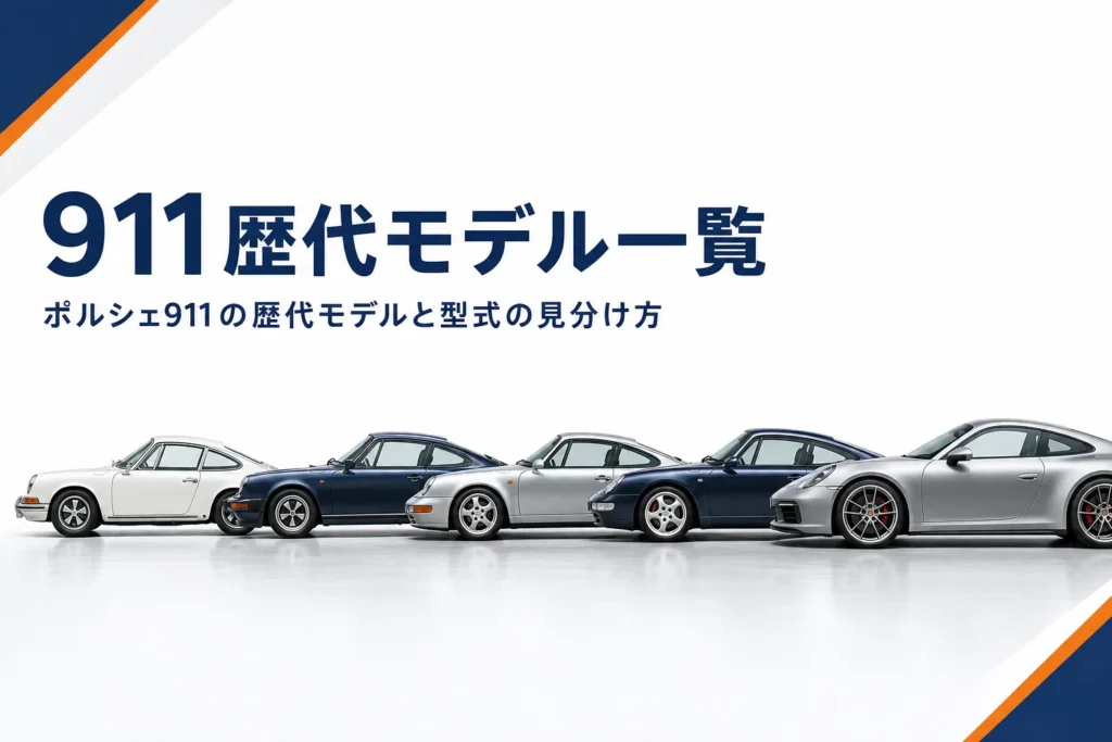 年代順に並んだ歴代のポルシェ911