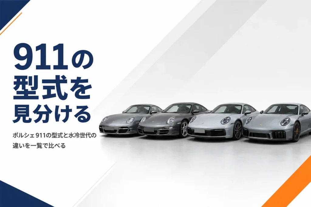 世代の違うポルシェ911が4台並んだ様子