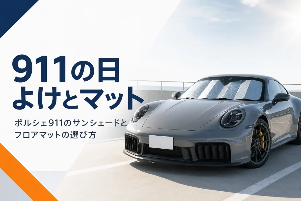 フロントガラスにサンシェードを当てたポルシェ911