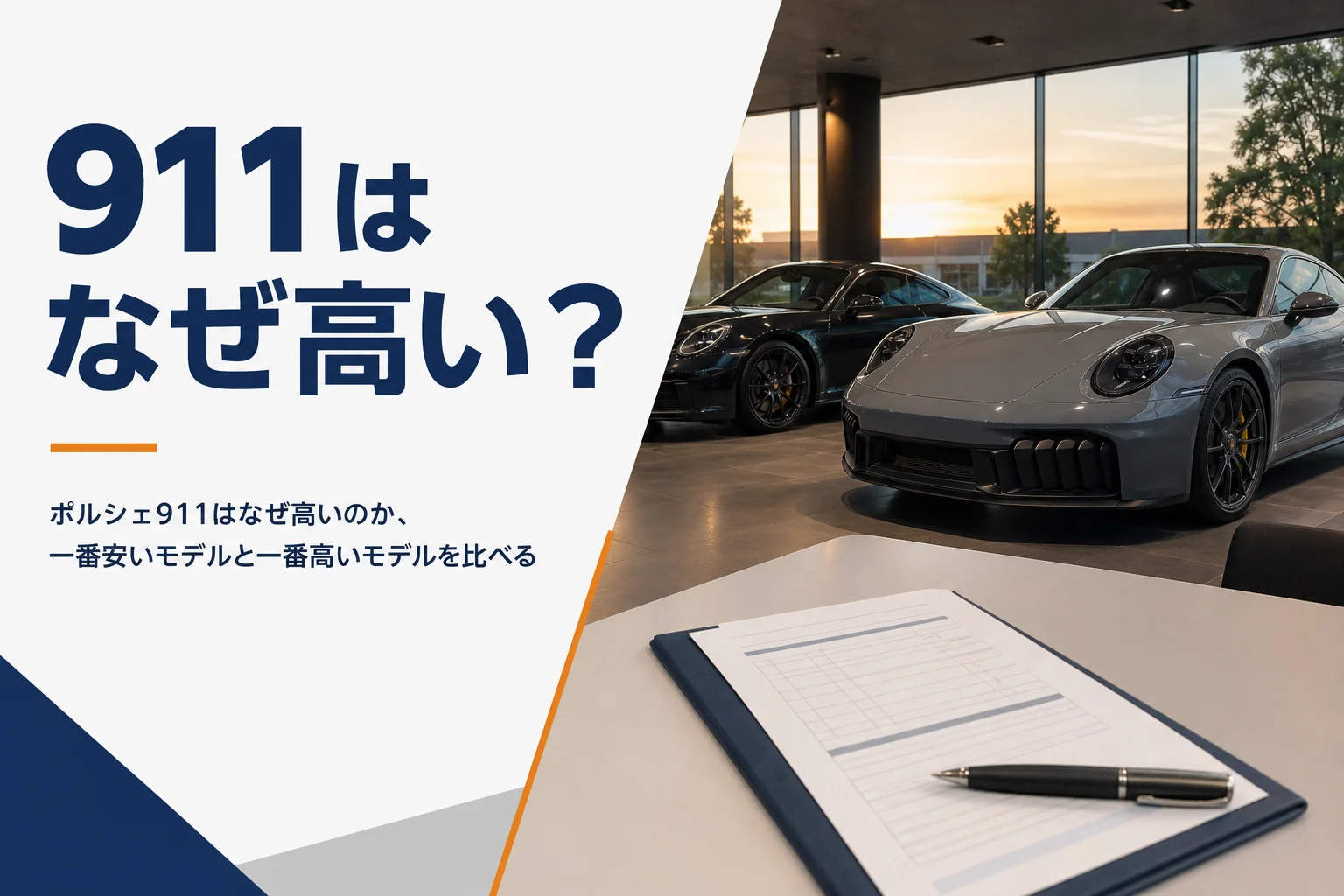 ショールームに並ぶ911と見積書