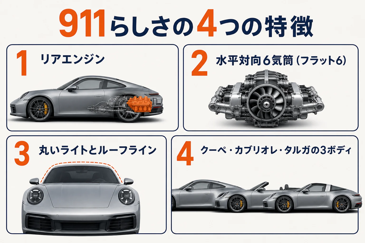 911の特徴を4つにまとめた図解