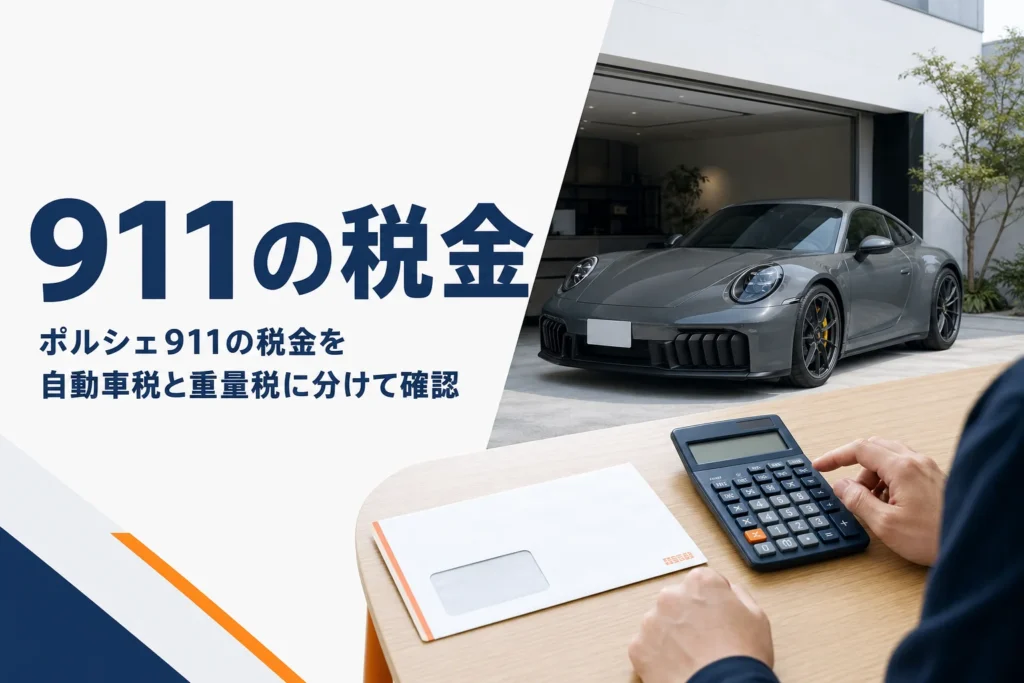 ガレージの911と納税通知書の封筒